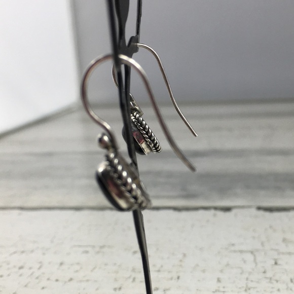 Vintage Sterling Silver Black Onyx Earrings - Picture 3 of 8